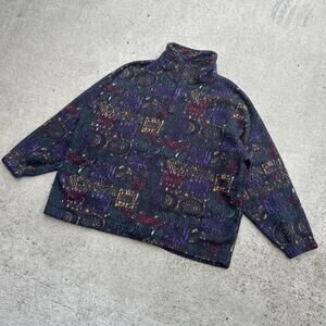 Vintage 90s multicoloured fleece quarter zip sweater
